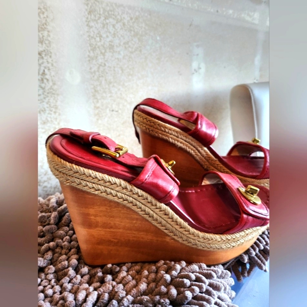 Red Coach Wedge Sandals